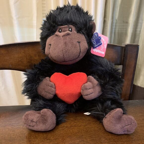 VTG Applause Gorilla Valentine Plush 9” Ape Valentine Heart w Tags Item #49965 - Picture 1 of 4